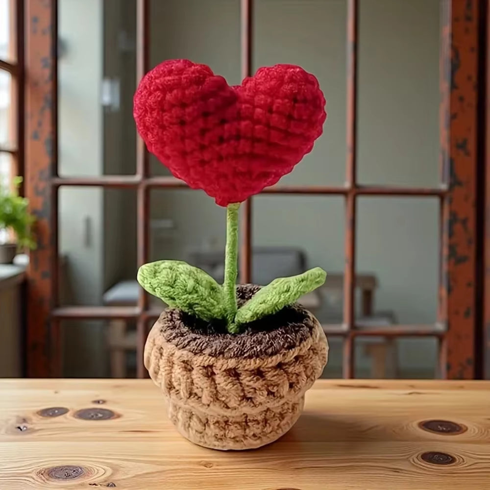 Hook Woven Finished Small Potted Plant Simulation Flower Potted Plant Flower Decoration Creative Gift Ornament Artificial Flower