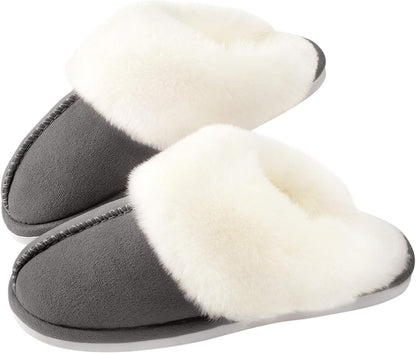 Women'S Fuzzy Slippers Memory Foam Fluffy Winter House Shoes Suede Faux Fur Slippers Indoor Outdoor