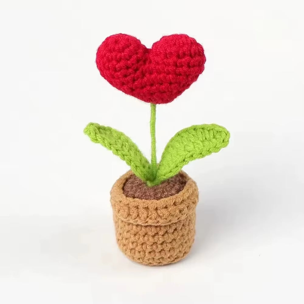 Hook Woven Finished Small Potted Plant Simulation Flower Potted Plant Flower Decoration Creative Gift Ornament Artificial Flower