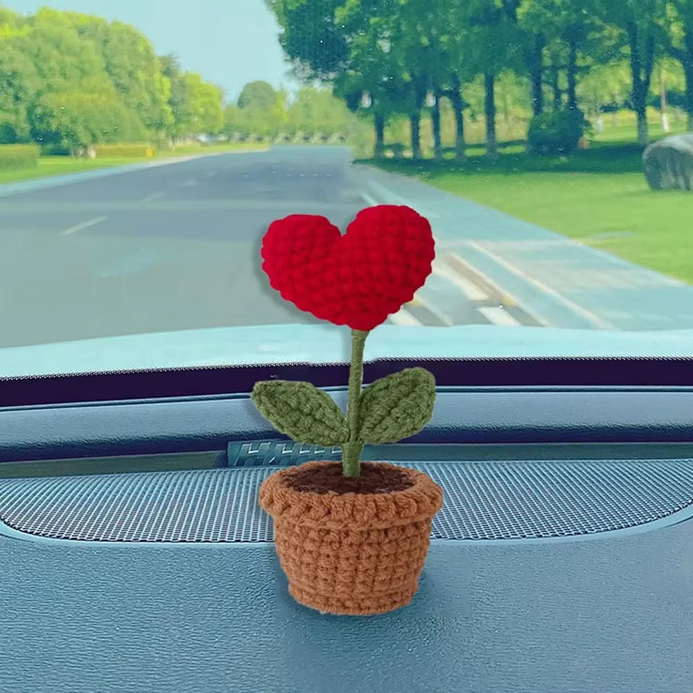 Hook Woven Finished Small Potted Plant Simulation Flower Potted Plant Flower Decoration Creative Gift Ornament Artificial Flower
